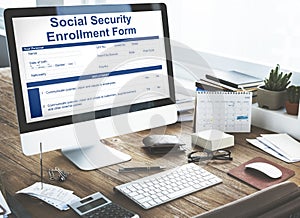 Social Security Enrollment Form Document Concept