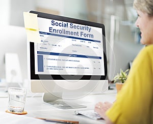 Social Security Enrollment Form Document Concept