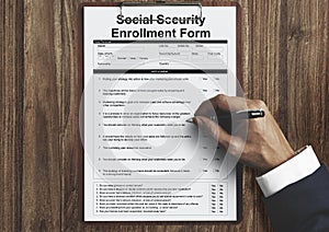 Social Security Enrollment Form Document Concept