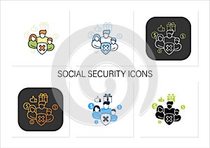 Social security icons set