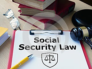 Social security law is shown using the text