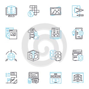 Social security linear icons set. Retirement, Beneficiary, Disability, Medicare, Elderly, Pension, Trust line vector and