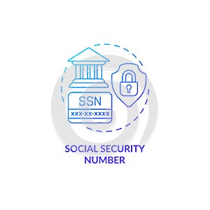 Social security number blue gradient concept icon