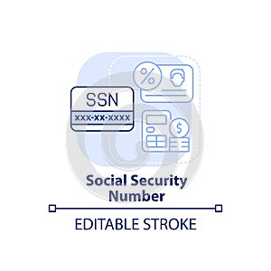 Social security number light blue concept icon