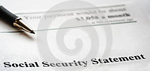 Social Security Statement for Retirement Planning Payment