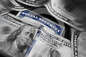 Social Security Supplemental  Income Concept In Black & White With Zoom Burst Effect High Quality