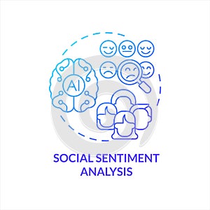 Social sentiment analysis blue gradient concept icon