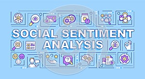 Social sentiment analysis word concepts blue banner