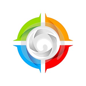 Social Shutter Wheel Symbol Logo Design