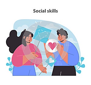 Social skills enhancement set. Illustrating interpersonal connection and heartwarming interactions.