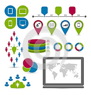 Social statistics set infographic elements