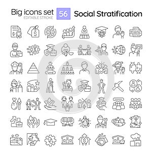 Social stratification linear icons set