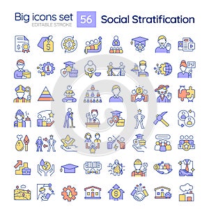 Social stratification RGB color icons set