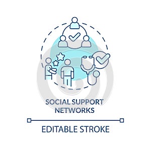 Social support networks turquoise concept icon