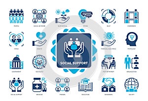 Social Support solid icon set