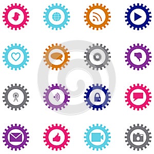 Social technology and media icon set