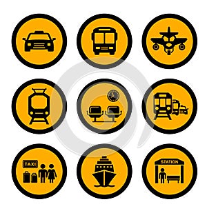 Social transport yellow icons