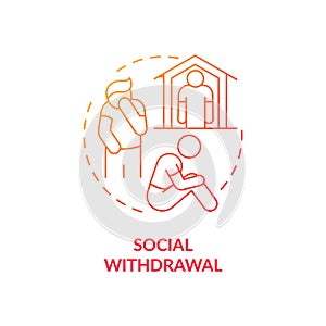 Social withdrawal red gradient concept icon