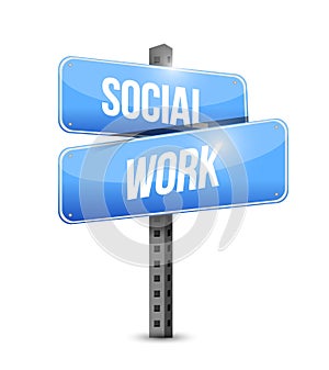 Social work road sign illustration design