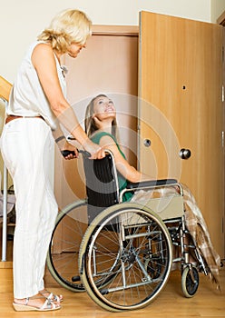Social worker and disabled woman