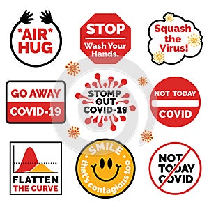 Beat The Virus Covid-19 Quarantine Vector Sticker Pack