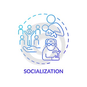 Socialization blue gradient concept icon