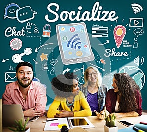 Socialize Sharing Social Media Sharing Concept photo