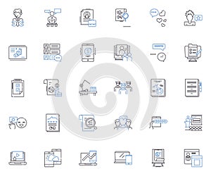 Socializing line icons collection. Interaction, Mingling, Bonding, Nerking, Connecting, Sustaining, Engaging vector and