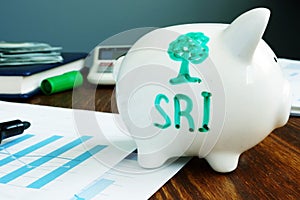 Socially Responsible Investing SRI written on a piggy bank