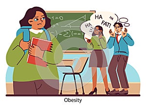 Societal Weight Stigma. Flat vector illustration.