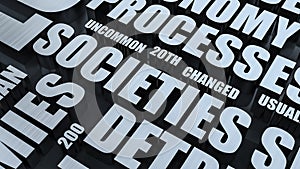 Societies Metal Word Cloud Concept 3D Render
