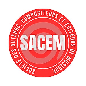 Society of authors, composers and publishers of music symbol icon called SACEM in French language photo