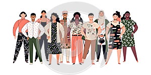 Society diversity - crowd of multiethnic people, vector illustration isolated.