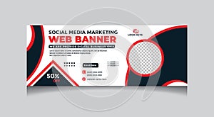 socila media marketing web Banner design for business blue black red color, media cover design, facebook cover abstract