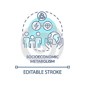 Socioeconomic metabolism turquoise concept icon