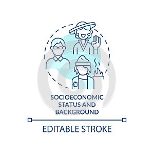 Socioeconomic status and background turquoise concept icon
