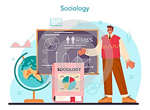 Sociologist concept. Scientist study of society, pattern of social