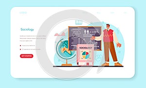Sociologist web banner or landing page. Scientist study of society,