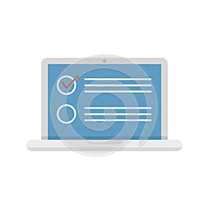 Sociology laptop icon flat isolated vector