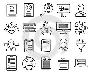 Sociology school icons set, outline style photo