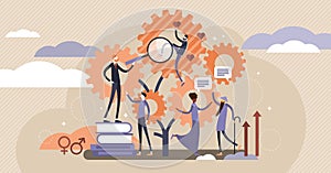 Sociology vector illustration. Flat tiny scienece ethnical persons concept.