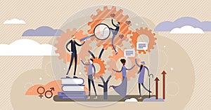 Sociology vector illustration. Flat tiny scienece ethnical persons concept. photo