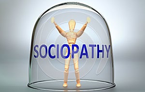 Sociopathy can separate a person from the world and lock in an isolation that limits - pictured as a human figure locked inside a