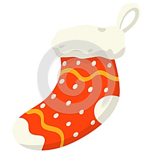 Sock Christmas Decoration Flat Design Vector Illustration