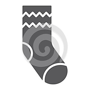 Sock glyph icon, apparel and clothing, hosiery sign, vector graphics, a solid pattern on a white background.