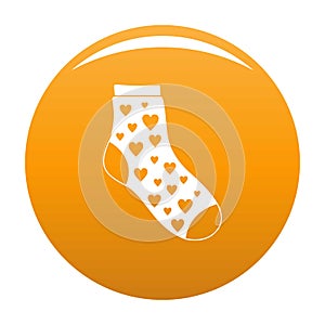 Sock with heart icon vector orange