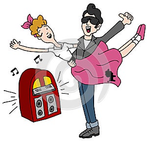 Sock Hop Rock and Roll Fifties Dancing Couple