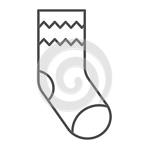 Sock thin line icon, apparel and clothing, hosiery sign, vector graphics, a linear pattern on a white background.