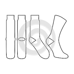 Sock vector illustration flat outline template photo