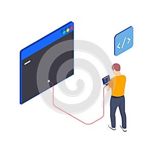 Socket Coding Isometric Composition